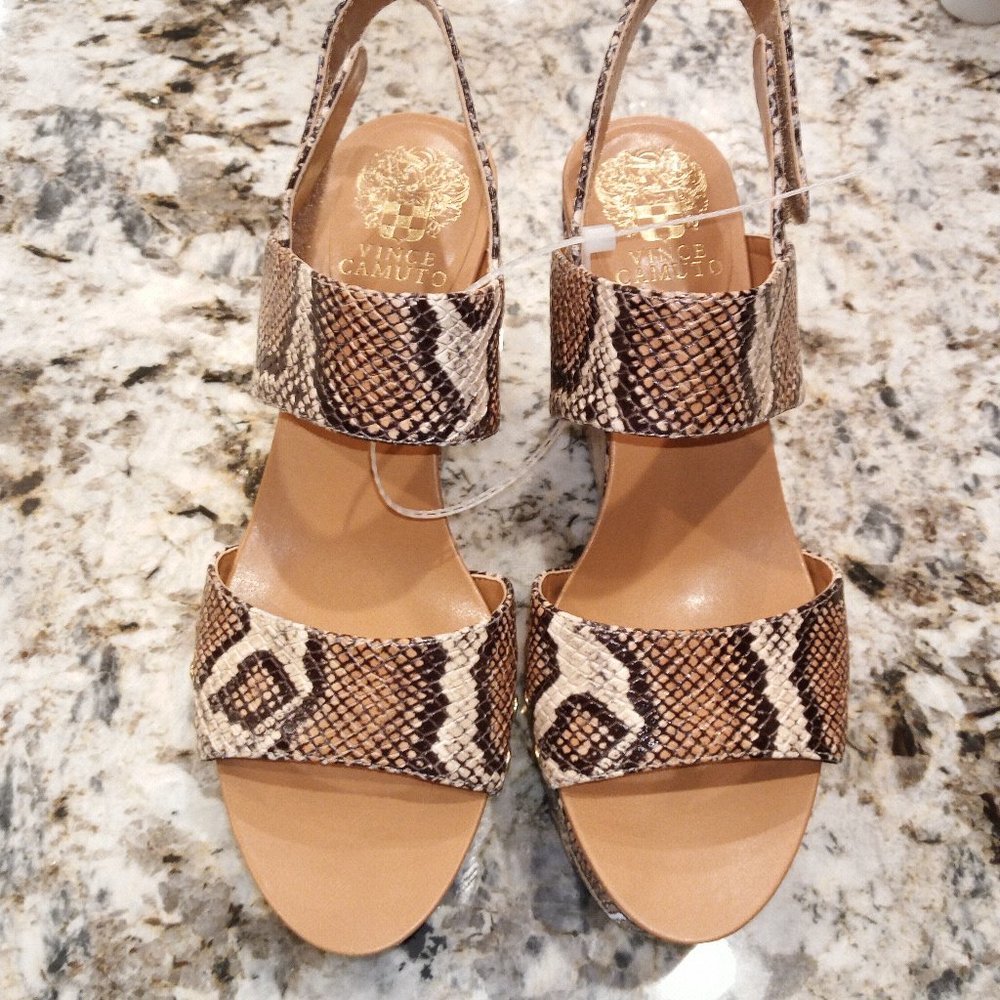 Vince Camuto Ventinda Snake Platform Sandals Wedge - Picture 3 of 7